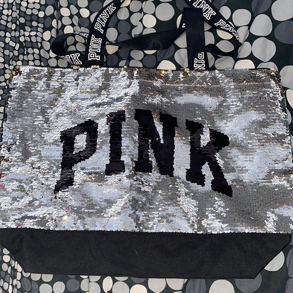 Pink sequin large bag